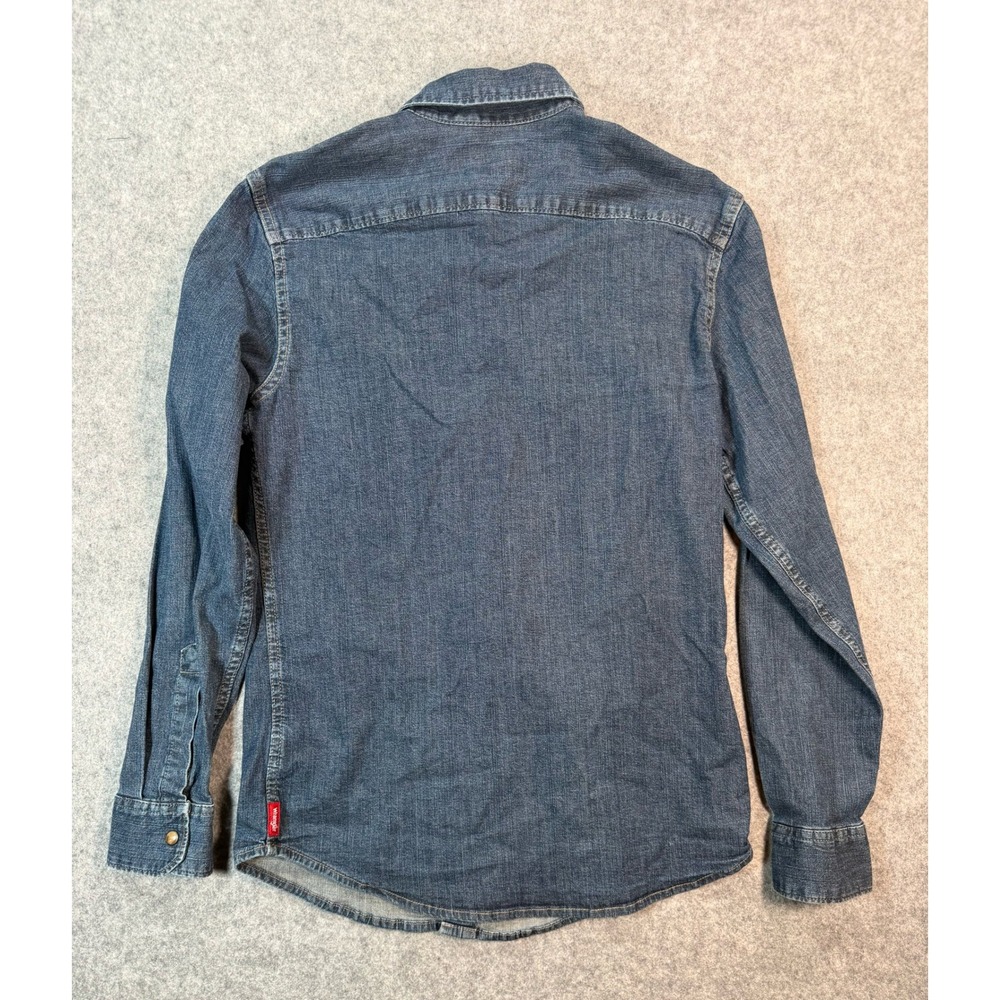 Wrangler Mens Blue‎ Denim Western Snap Shirt Small Pearl Snap Cowboy Long Slv - Picture 8 of 9